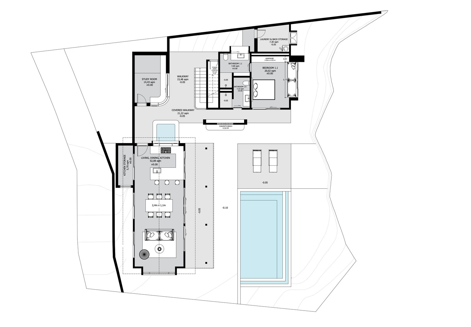 < img src="floor.jpg" alt="plan villa architecture bali." >